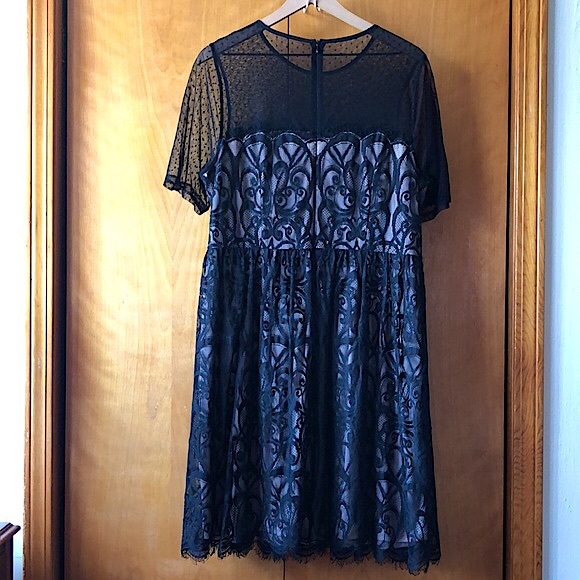 London Times Black Lace Midi Dress Size 16W - Picture 2 of 5